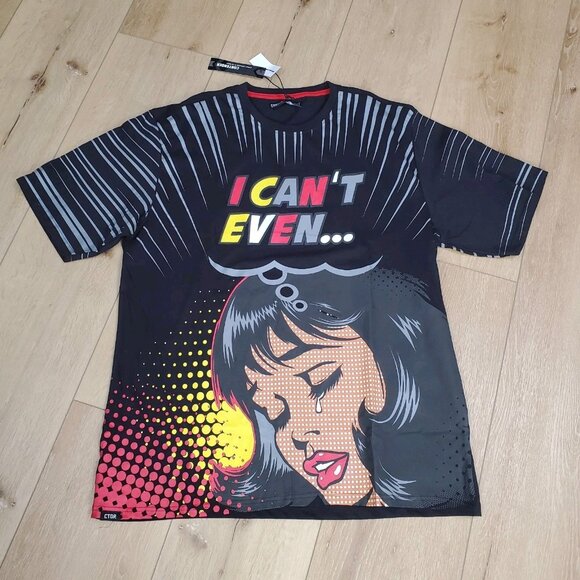 Contender Other - NWT Contender Mens Black Graphic Tee Pop Art Size 3XL I CAN'T EVEN Cotton*READ*